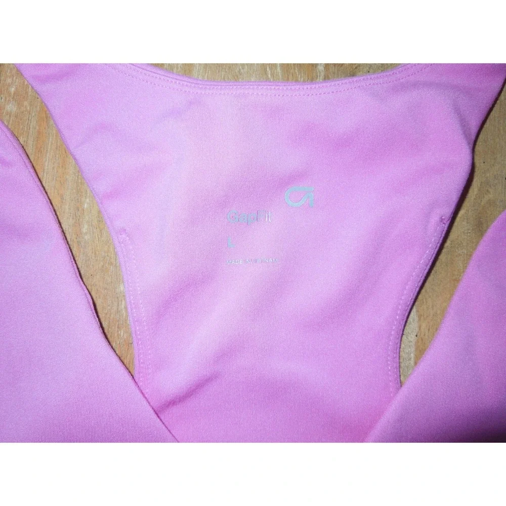 GapFit Womens Pink Racerback V-Neck Sports Bra Large Activewear Gym‎ Yoga L